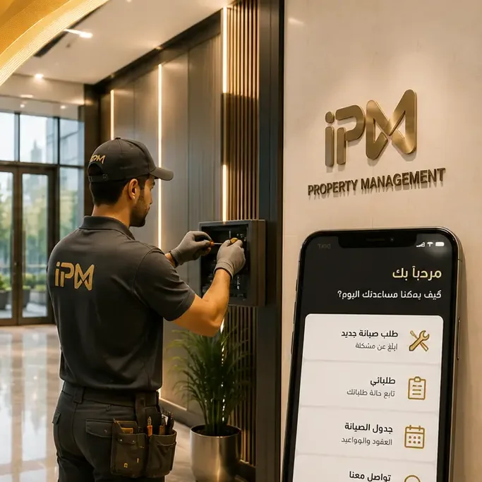IPM maintenance technician servicing a building control panel