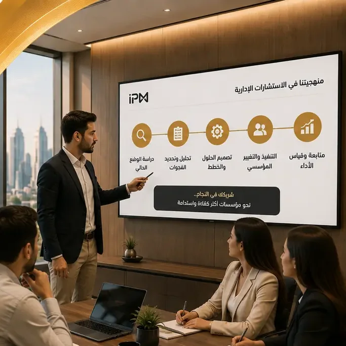 IPM team presenting an operating methodology in a boardroom